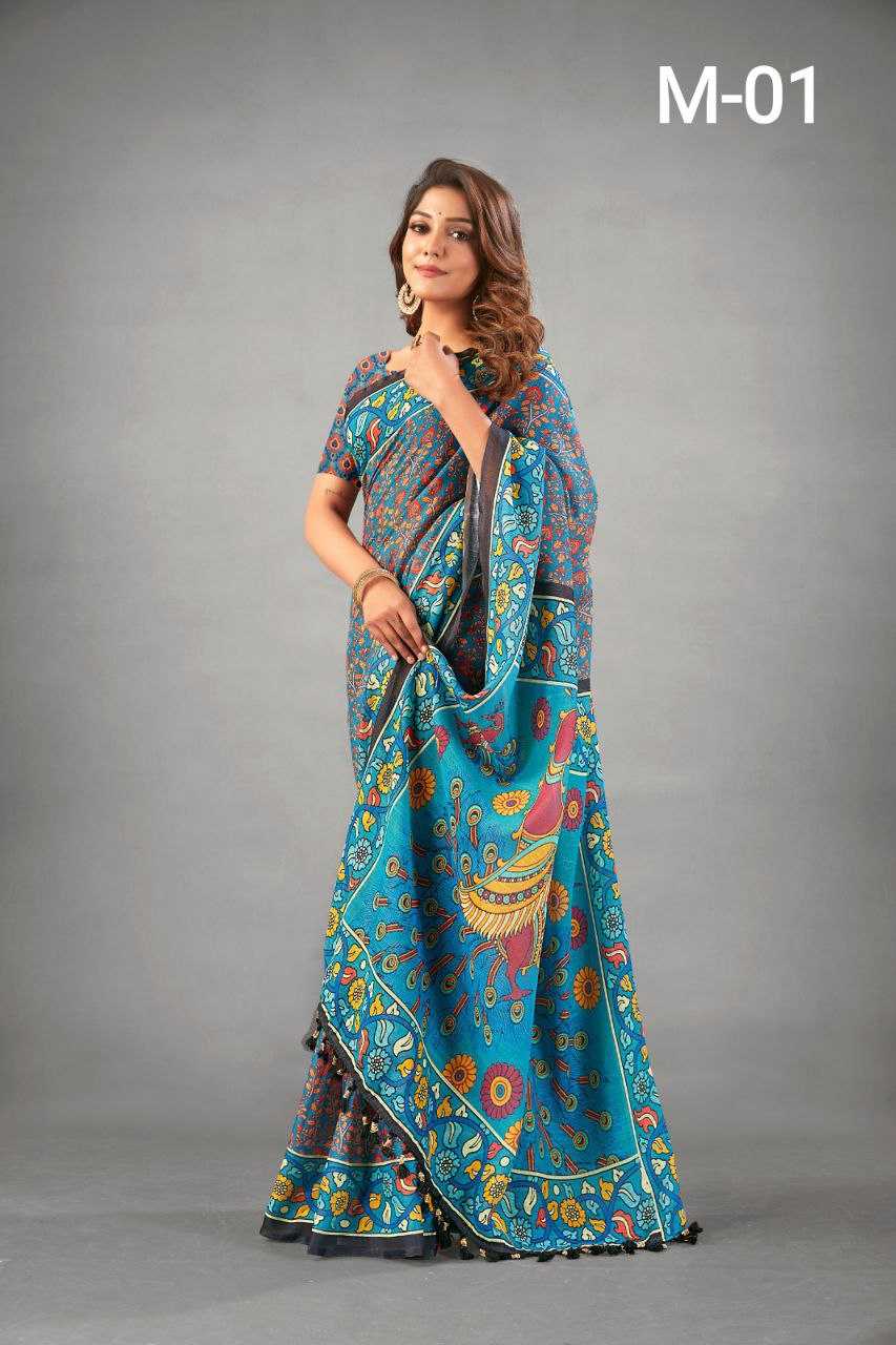 YNF MUSLIN PVC KALAMKARI WHOLESALE SAREES MANUFACTURER